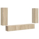  TV vegghyllesett Veggmontert 4 pcs Sonoma eik Konstruert tre