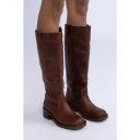 Bianco Biamary Knee High Pull On Boot Pull Up Leather - Brown - 40
