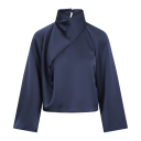 Cira Blouse Dark Sapphire S Satin blouse with twist
