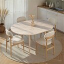 Tralven spisebord 131 cm rundt - Travertin og Eik