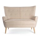 Sofa m/armlene "wingback" i lys beige PU