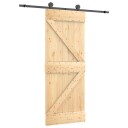  Skyvedør Naturlig og svart 70 x 210 cm Massiv Furu Tre