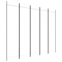 vidaXL Romdeler med 5 paneler hvit 250x200 cm stoff