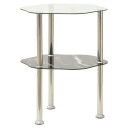 vidaXL Sidebord 2 etasjer gjennomsiktig svart 38x38x50 cm herdet glass