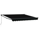  Manuell Uttrekkbar Markise Svart 300x250 cm  Markise Erstatningsstoff for 3x2,5 m Ramme Svart