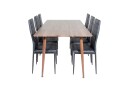 Venture Home Polar Spisegruppe 180 cm Rektangulær med 6 Slim Stoler   Sort