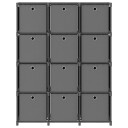 vidaXL Displayhylle med 12 kuber og bokser gr? 103x30x141 cm stoff
