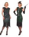 Deluxe Roaring 20's Gatsby Flapper Grønn og Svart Damekostyme