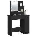 vidaXL Sminkebord med LED svart 86,5x35x136 cm