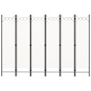 vidaXL Romdeler med 6 paneler kremhvit 240x180 cm