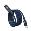 Choetech Pd60w Usb-C Til Usb-C-Kabel Med Digitalt Display 1,2 M Nylon – Blå