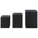 vidaXL Sidebord 3 stk med glass topp svart polyrotting