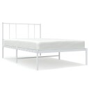 vidaXL Sengeramme i metall med hodegavl hvit 100x190 cm