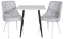 Venture Design Polar & Velvet spisegruppe Hvit/grå 2 st stoler & bord 75 x 75 cm