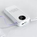 Dudao K13Pro 20000mAh Powerbank med Innebygd USB-C og Lightning Kabel - Hvit