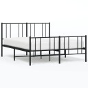 vidaXL Sengeramme i metall med hode- og fotgavl svart 140x190 cm