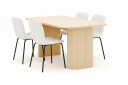 Bark Kopparbo Spisebord 160 cm med 4 Katy Spisestoler   Hvit / Hvit Bouclé / Metallben Svart