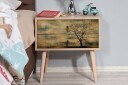 Vellavie Nattbord 60 cm med Oppbevaring 2 Skuffer Tredsilhue - Brun/Grønn