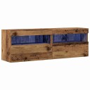 TV Veggskap med LED lys 2 stk Gamle Tre 60x30x40 cm