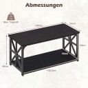 Industrielt svart salongbord med åpen hylle – design med to etasjer