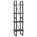 vidaXL Bokhylle 4 niv?er gr? 40x30x140 cm heltre furu