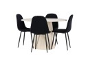 Venture Home Lanzo Spisegruppe 120 cm Rund med 4 Polar stoler Whitewash/Sort