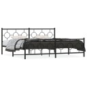  Sengeramme i metall med hode  og fotgavl svart 193x203 cm