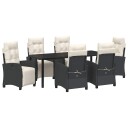  7 Delt Hage Spise Sett i Svart Poly Rattan