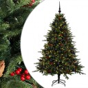 vidaXL Kunstig juletre med julekuler 180 cm 300 LED-lys Varmhvit