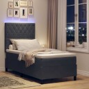  Box Spring Seng med Madras & LED Mørkegrå 100x200 cm Fløyel