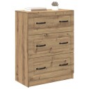 vidaXL Skuffeskap Artisan eik 66 x 34,5 x 87 cm Konstruert tre