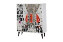 Kommode 95x111 cm   Hvit/Svart/Rød