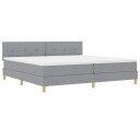  Box Spring seng med madrass & LED Lys Grå 200x200 cm Stoff