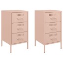  Nattbord 2 stk rosa 36x39x68 cm kaldvalset stål 843081