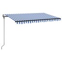 vidaXL Automatisk markise med vindsensor og LED 450x300 cm blå og hvit