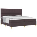  Box Spring Seng med Madrass Mørkebrun 200x200 cm Stoff