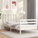 vidaXL Sengeramme med hodegavl hvit 2FT6 liten enkel heltre 8720845989873