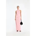 ROTATE Halterneck Ruched Maxi Kjole Rosa 38