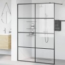 VidaXL Dusjvegg med klart ESG-glass 140x195 cm SVART