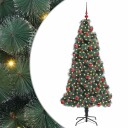  Kunstig Forhåndsbelyst Juletre med Kule Sett grønn 180 cm PET