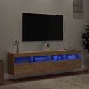 vidaXL Vegghengte TV-benker med LED 2 stk sonoma eik 80x30x40 cm 8721012257863