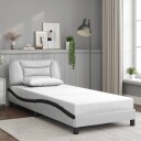  Sengeramme med LED-lys hvit og svart 90x190 cm kunstig lær 8721012356207