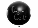 Partydeco Svart Boy or Girl? Ballong med Blå Konfetti 1 meter