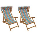 vidaXL Hage Stol 2 pcs 3 Posisjon Solid Eucalyptus Tre Flerfarget