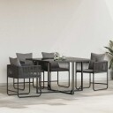  Hagestoler med Puter 4 stk Svart Poly Rattan