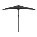 vidaXL Balkongparasoll med aluminiumsstang svart 300x150x253 cm halv