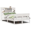 Seng med bokhylle uten madrass hvit 135x190 cm heltre furu 8721158606129