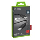 SBS 1,5m USB-C Flettet Kabel 60W Svart