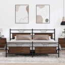  Sengeramme i metall uten madrass brun eik 193x203 cm