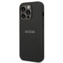 Guess Saffiano Deksel til iPhone 14 Pro med Metalllogo - Svart